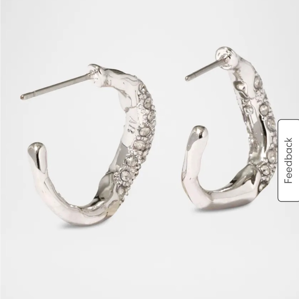 Alexis Bittar Solanales Rhodium Crystal Twist Mini Hoop Earring